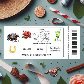 derby day "off to the altar" bridal shower ticket invitation