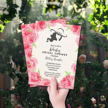 derby roses big hat bridal shower invitation