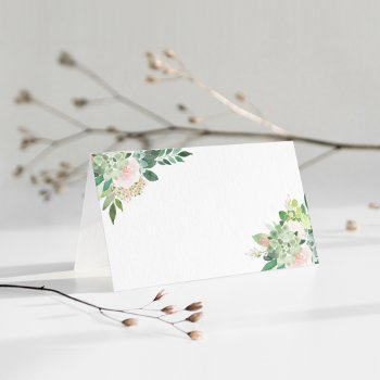 devon blush floral succulent greenery  place card