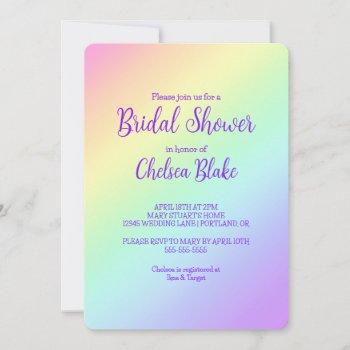 diagonal rainbow bridal shower invitation