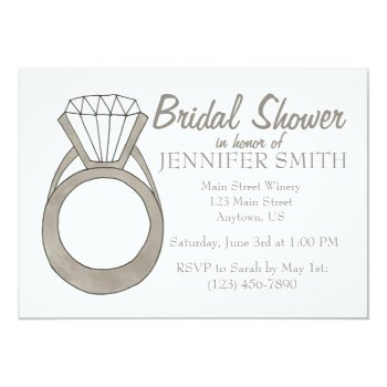 Diamond Engagement Ring Bling Bridal Shower Party Invitation Front View