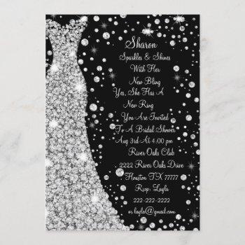 diamond studded wedding dress bridal invitation