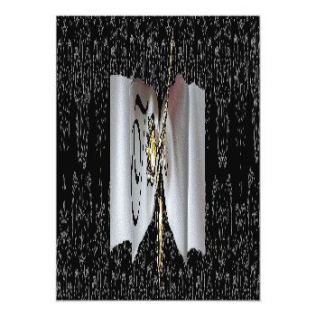 Diamond Tulips Black White Damask Ribbon Monogram Invitation Belly Band Front View