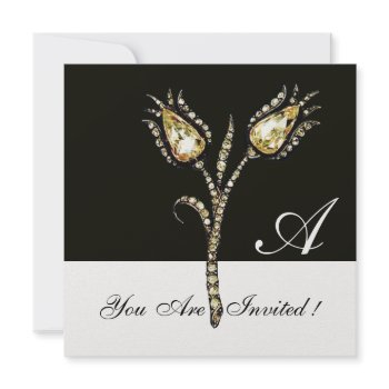 diamond tulips monogram ,ice metallic invitation