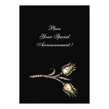 Diamond Tulips Monogram ,ice Metallic Invitation Front View