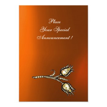 Diamond Tulips Monogram , Yellow Orange Agate Invitation Front View
