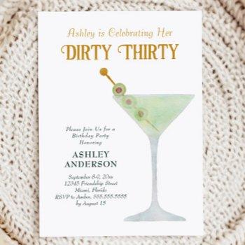 dirty martini 30th birthday party, dirty thirty invitation