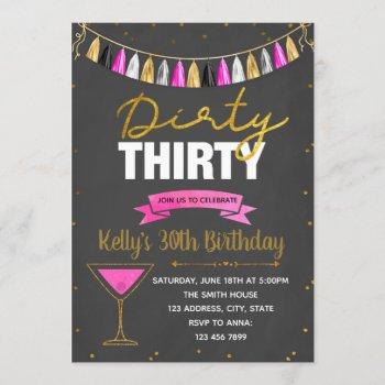 dirty thirty pink party invitation