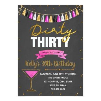 Dirty Thirty Pink Party Invitation Front View