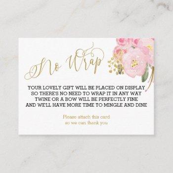 display shower pink and gold floral no wrap enclosure card