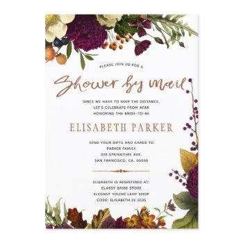 distance shower burgundy floral shower by mail invitation
