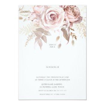 Divine Rose Gold Blush Floral Bridal Shower Foil Invitation Front View