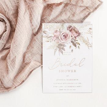 divine rose gold blush floral bridal shower foil invitation