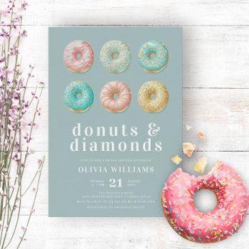 donuts and diamonds chic mint green bridal shower invitation