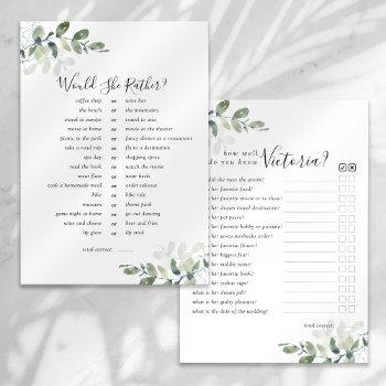 double sided would you rather bridal shower games invitation