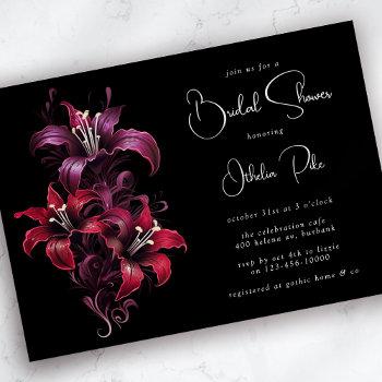 dramatic lilies black gothic bridal shower invitation