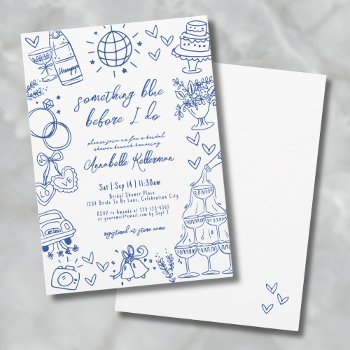 drawn something blue before i do bridal shower invitation