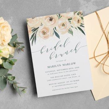 dreamy sea rose gold glitter bridal shower brunch invitation