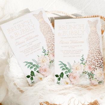 dress & flowers brunch & bubbly bridal shower foil invitation