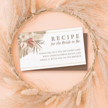 Dried Palm Pampas Grass Recipe For The Bride Enclosure Card Front View