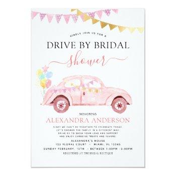 Drive By Bridal Shower Blush Pink Gold Foil Invitation Front View