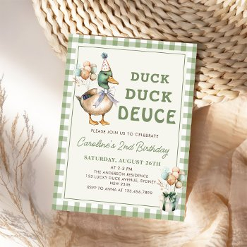 duck duck deuce balloon 2nd birthday invitation
