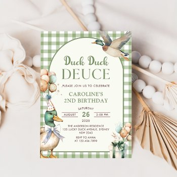 duck duck deuce balloon 2nd birthday invitation