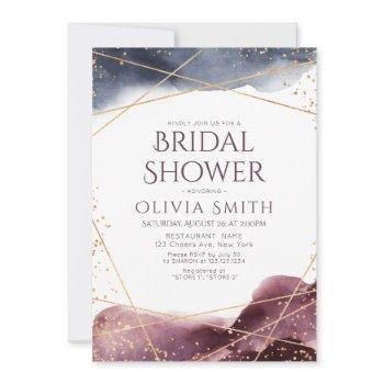 dusk watercolor geometric modern bridal shower invitation