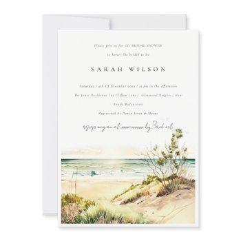 dusky coastal beach sun seascape bridal shower invitation