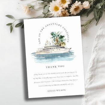 dusky cruise ship palm seascape bridal shower thank you card