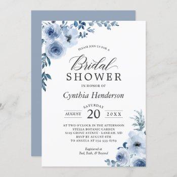 dusty blue bohemian floral bridal shower invitation