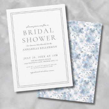 dusty blue botanical classic elegant bridal shower invitation