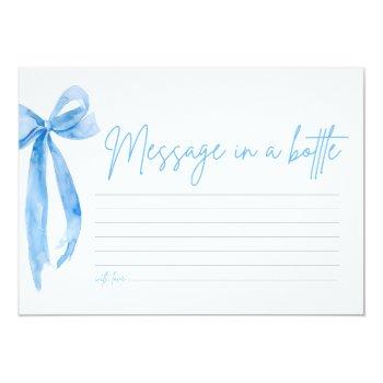 Dusty Blue Bow Message In A Bottle Game Card Front View