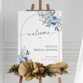 dusty blue bridal shower arch welcome sign