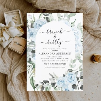 dusty blue brunch & bubbly bridal shower invitatio invitation