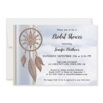 dusty blue dreamcatcher bridal shower invitation