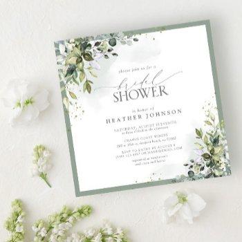 dusty blue eucalyptus botanical bridal shower invitation