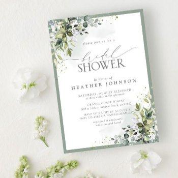 dusty blue eucalyptus botanical bridal shower invitation