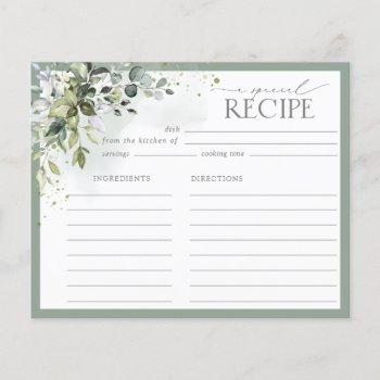 dusty blue eucalyptus botanical shower recipe card