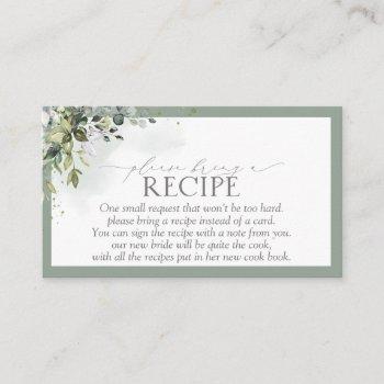 dusty blue eucalyptus floral please bring a recipe enclosure card