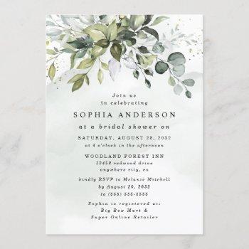 dusty blue eucalyptus greenery boho bridal shower invitation