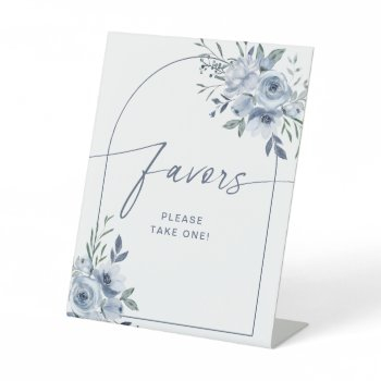 dusty blue favors bridal shower sign