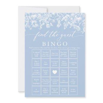 dusty blue find the guest bingo bridal shower game invitation