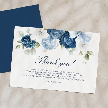 dusty blue floral something blue before i do thank you card