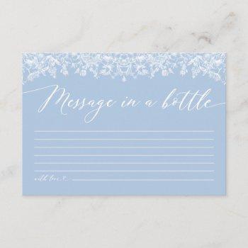 dusty blue message in a bottle bridal shower game enclosure card