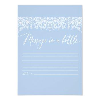 Dusty Blue Message In A Bottle Bridal Shower Game Enclosure Card Front View