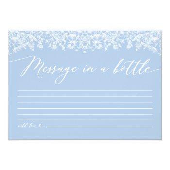 Dusty Blue Message In A Bottle Bridal Shower Game Invitation Front View