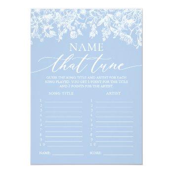 Dusty Blue Name That Tune Bridal Shower Game Invitation Front View