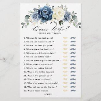 dusty blue navy champagne ivory bridal shower game