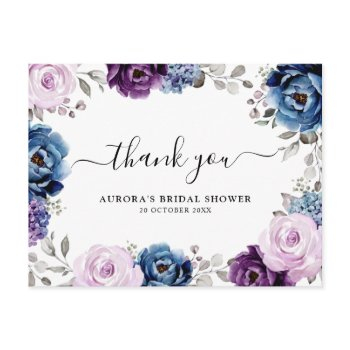 dusty blue purple lilac bridal shower thank you postcard